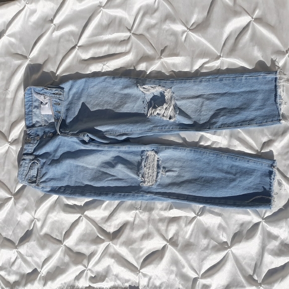 BDG Slim Straight 27 Distressed Knee Raw Hem Button Fly Hi Rise Jeans - Picture 4 of 17